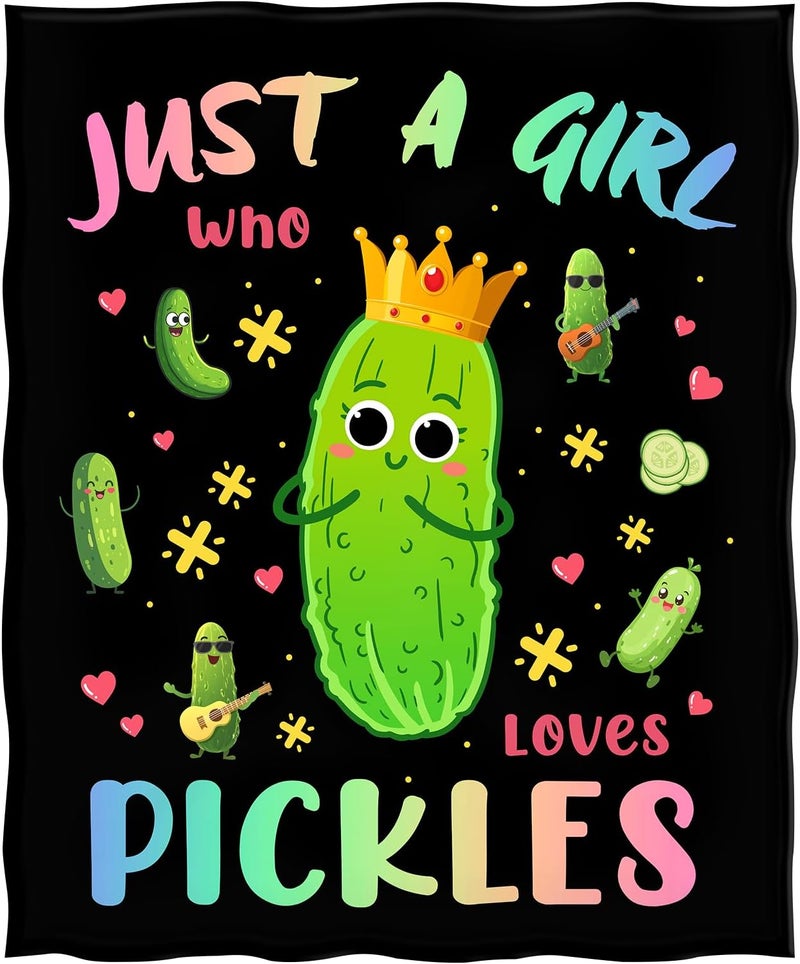 Levens Pickle Blanket Gift for Girls Women, Pickle Themed Gifts Blanket for Couch Bed, Funny All-Season Decorative Throw Blanket, for Birthday Christmas Thanksgiving 60"x50" - Image 2